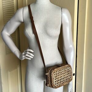 Brown Woven Crossbody Bag with Adjustable Strap